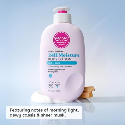 eos Shea Better Body Lotion Vanilla Cashmere, 24-Hour Moisture Skin Care, Lightweight & Non-Greasy, Natural Shea, Vegan, Vanilla Body Lotion, 16 fl oz