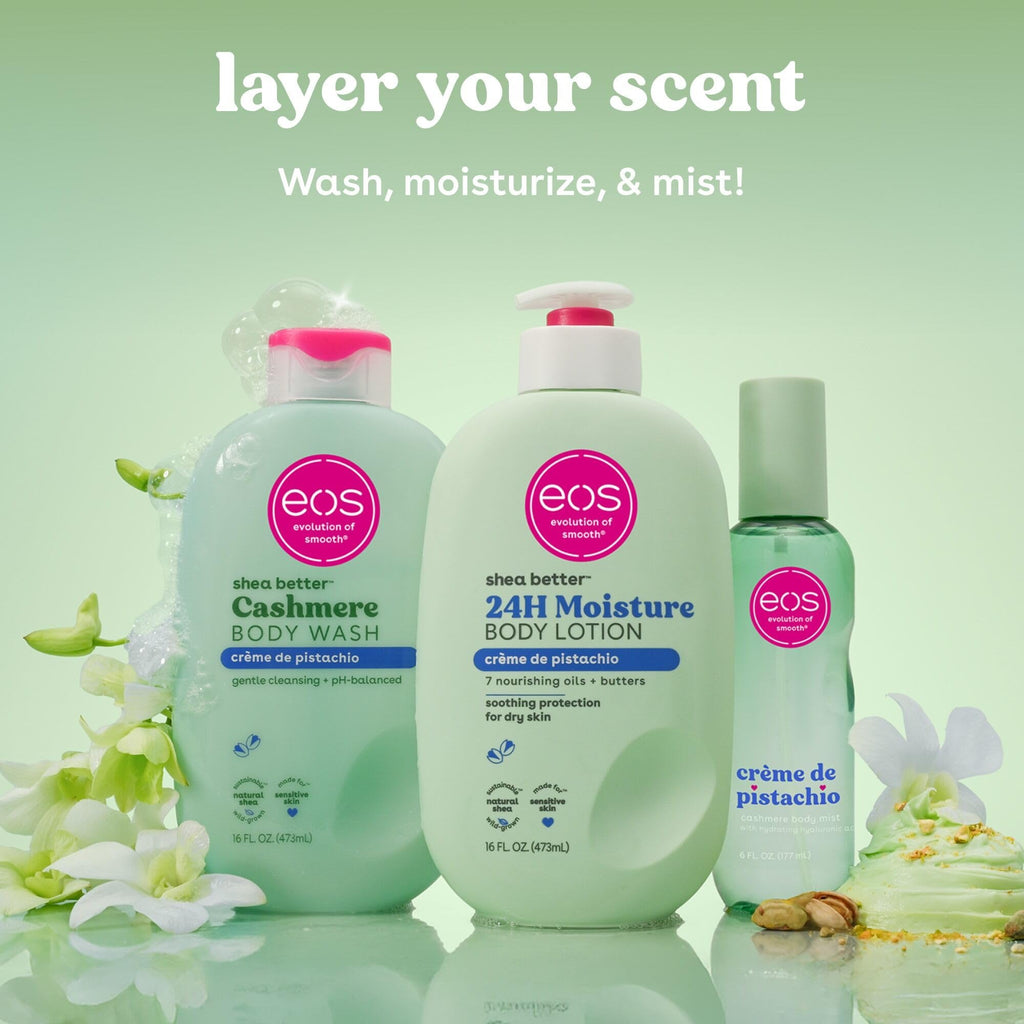 eos Shea Better Body Lotion Vanilla Cashmere, 24-Hour Moisture Skin Care, Lightweight & Non-Greasy, Natural Shea, Vegan, Vanilla Body Lotion, 16 fl oz