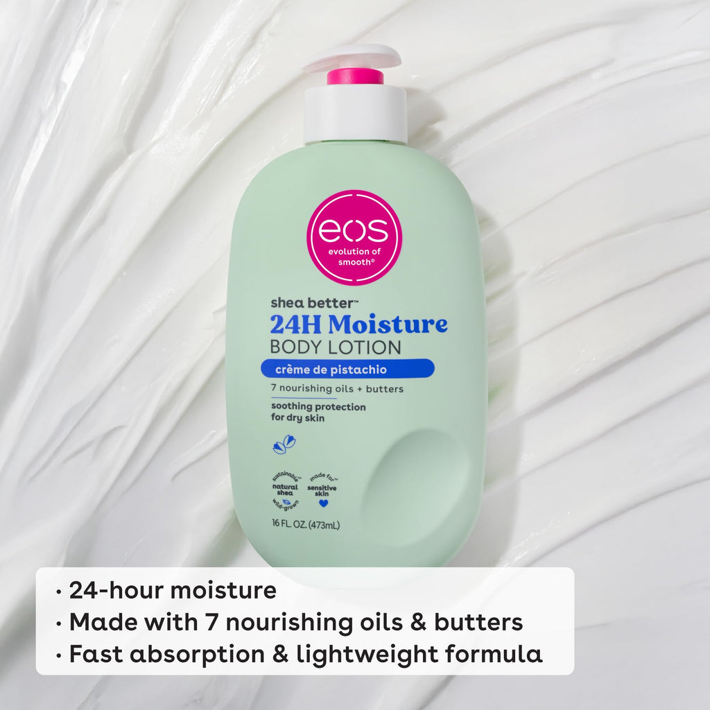 eos Shea Better Body Lotion Vanilla Cashmere, 24-Hour Moisture Skin Care, Lightweight & Non-Greasy, Natural Shea, Vegan, Vanilla Body Lotion, 16 fl oz